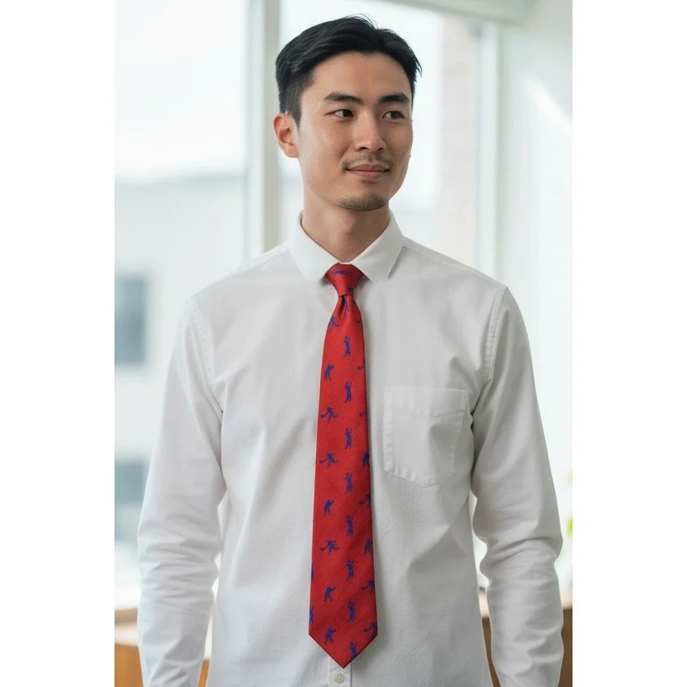 Vintage Polo‎ Ralph Lauren Men's 100% Silk Basketball All Over Print Tie Orange